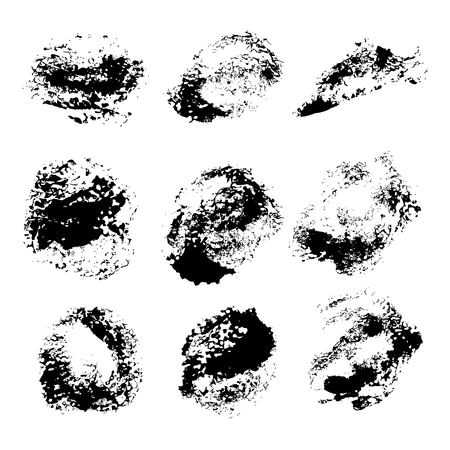 Abstract texture smears of black paint spots on white paper 1のイラスト素材