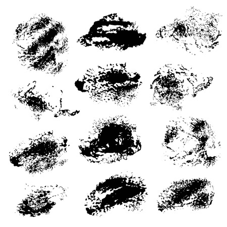 Abstract texture smears of black dry paint spots on white paper 1のイラスト素材