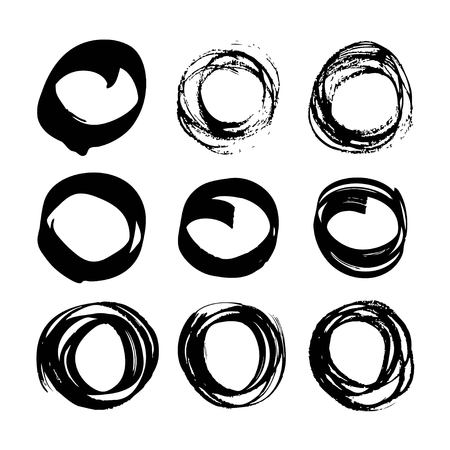 Abstract black ink circles set on white backgroundのイラスト素材