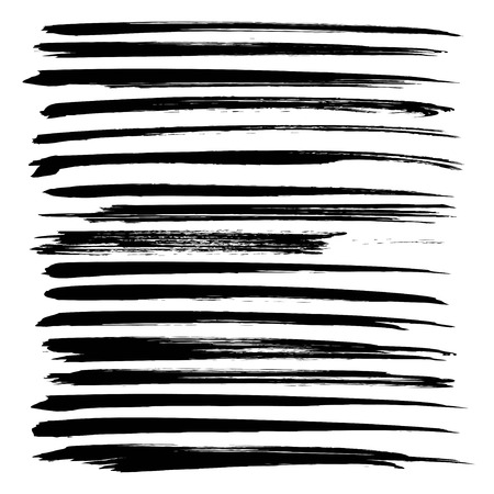 Black ink long strokes big set on white backgroundのイラスト素材