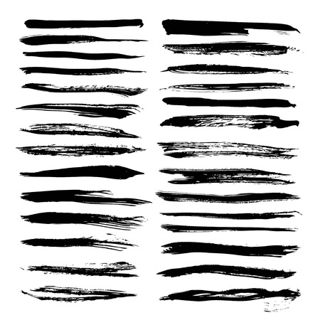 Textured long strokes big set on white backgriundのイラスト素材