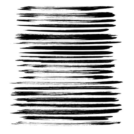 Abstract black ink long strokes big set on white backgroundのイラスト素材