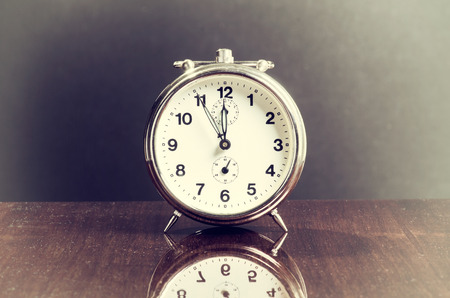 Old Vintage Table Clock 5 Minutes to 12
