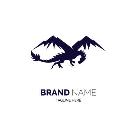 mountain dragon logo template design vector for brand or company and otherのイラスト素材