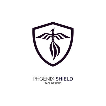 phoenix Shield logo design template silhouette for brand or company and otherのイラスト素材