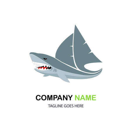 shark ship sailboat logo for company or brand logo vector illustrationのイラスト素材