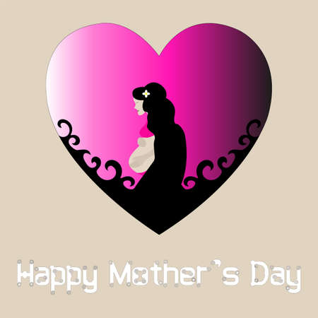 pregnant women  happy mother's day greetings vector  flat illustrationのイラスト素材