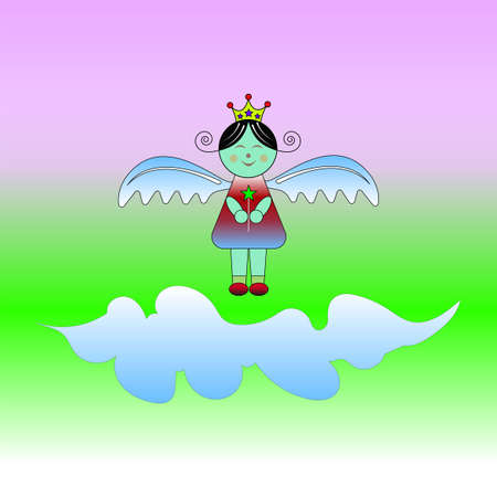 Cupid angel wings character flat illustration vectorのイラスト素材