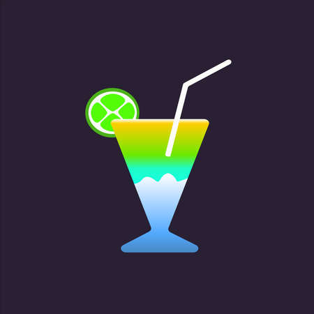 lemon cocktail drink glass vectorのイラスト素材
