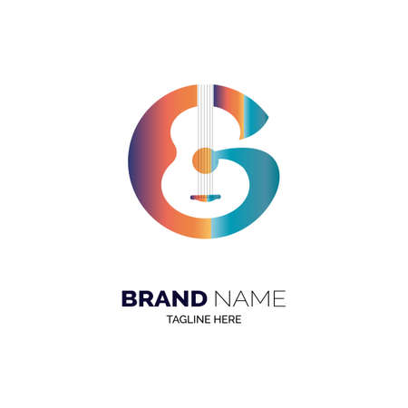 G letter guitar logo design template for brand or company and otherのイラスト素材