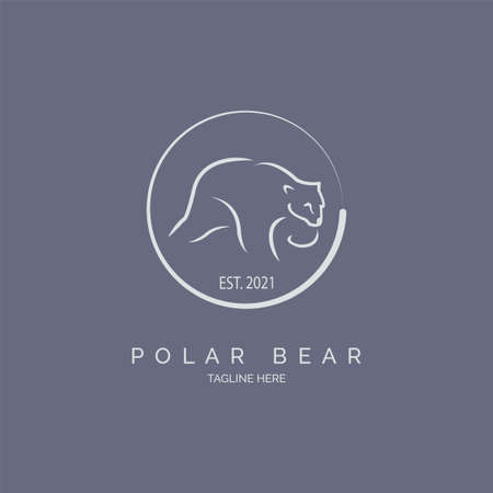 polar bear line style logo template design for brand or company and otherのイラスト素材