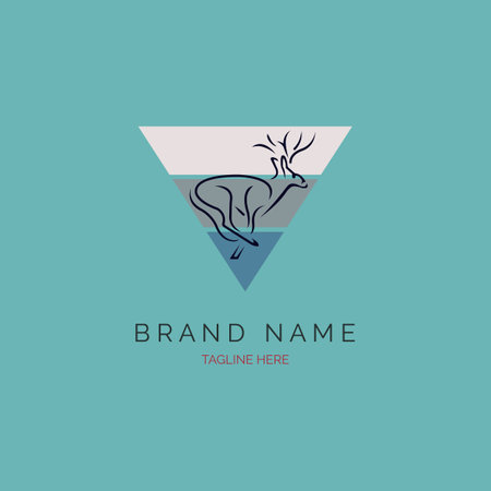 triangle deer run logo design template for brand or company and otherのイラスト素材