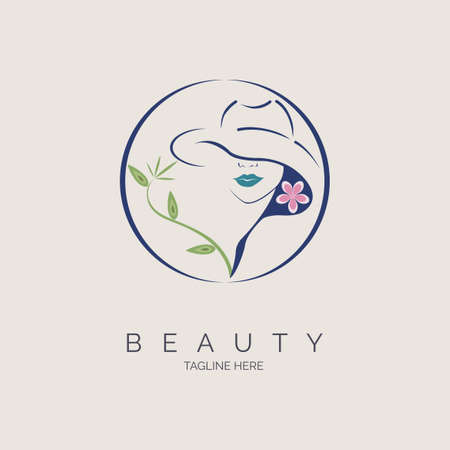 woman face beauty salon spa skincare logo template design for brand or company and otherのイラスト素材