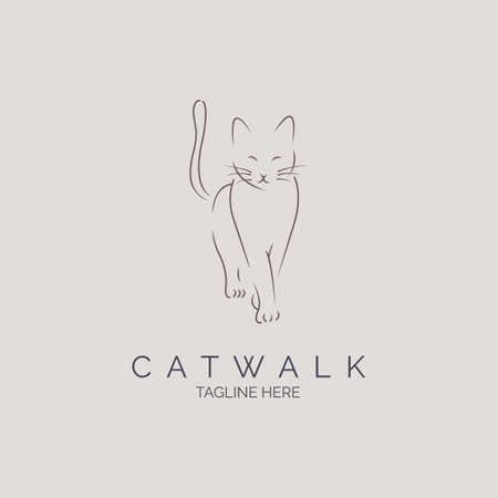 cat line style catwalk logo design template for brand or company and otherのイラスト素材