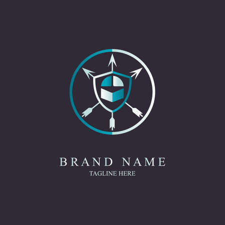 roman helmet arrow logo design template for brand or company and otherのイラスト素材