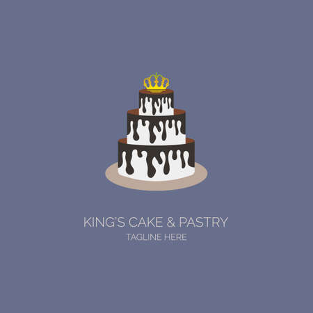 King crown cake logo design template for brand or company and other