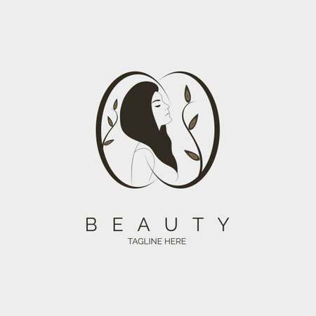 woman face beauty outline salon spa logo template design for brand or company and otherのイラスト素材