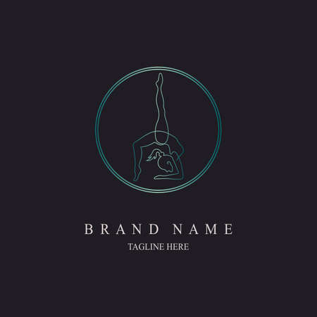 yoga meditation line style design template for brand or company and otherのイラスト素材