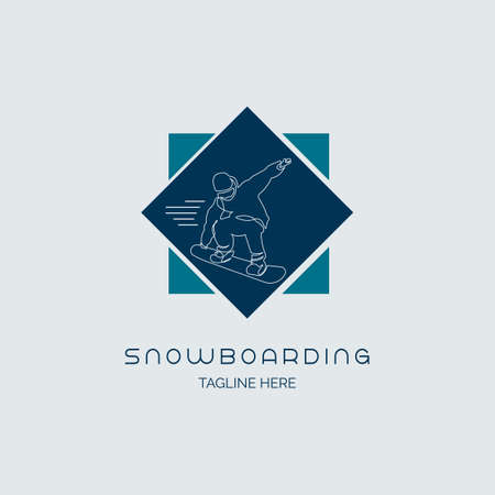 Snowboarding line style design template for brand or company and otherのイラスト素材
