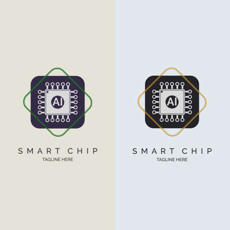 Integrated Circuit microchip CPU ai smart chip logo design template for brand or company and otherのイラスト素材