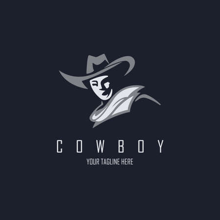cowboy western head silhouette logo design template for brand or company and otherのイラスト素材