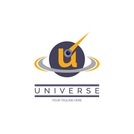 letter U Universe planet logo design template for brand or company and otherのイラスト素材