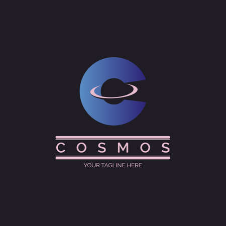 letter C Cosmos space planet logo design template for brand or company and other