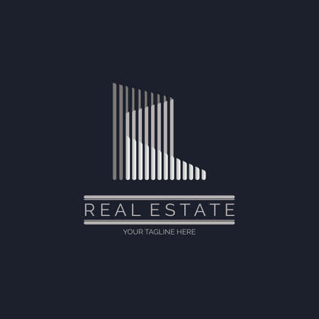 real estate agent line logo template design for brand or company and otherのイラスト素材