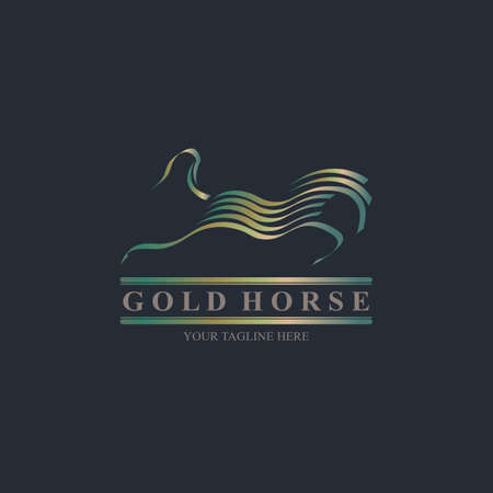 luxury gold horse logo design template for brand or company and otherのイラスト素材
