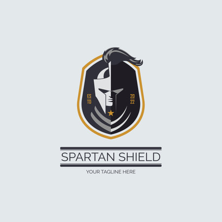gladiator spartan warrior shield logo design template for brand or companyのイラスト素材