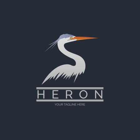 heron stork logo template design vector for brand or company and otherのイラスト素材