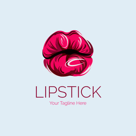 Lipstick kiss cosmetics logo design template for brand or company and otherのイラスト素材