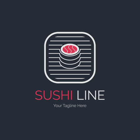 japanese sushi food restaurant line style logo template design for brand or company and otherのイラスト素材