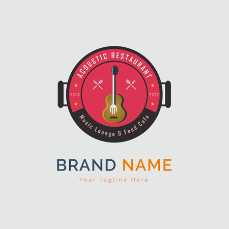 acoustic restaurant guitar music cafe logo template design for brand or company and otherのイラスト素材