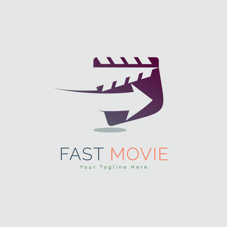 Fast Movie Clapper Board Sign Cinema Studio production logo template design for brand or company and otherのイラスト素材