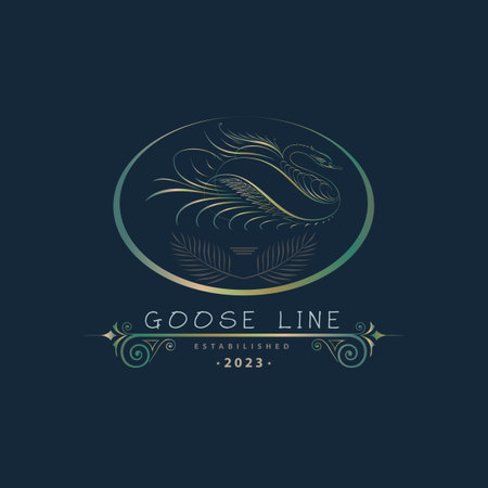 <p>goose swan outline luxury monogram beauty logo template design for brand or company</p>のイラスト素材