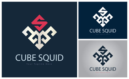 cube squid letter s modern logo template design vector for brand or company and otherのイラスト素材