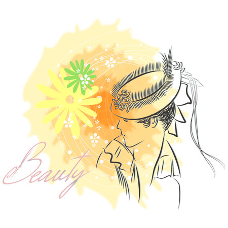 beauty aesthetics woman watercolor illustration colorfulのイラスト素材