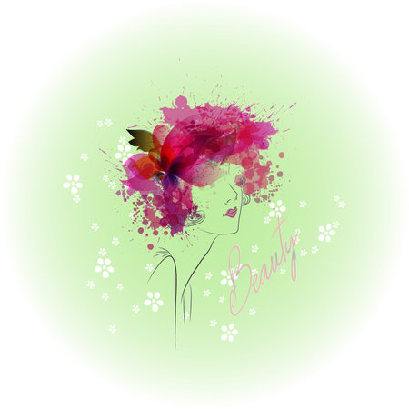 beauty aesthetics woman watercolor illustration colorfulのイラスト素材