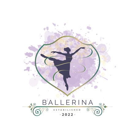 Ballerina dance in ballet motion dance style watercolor logo template design vector for brand or company and otherのイラスト素材