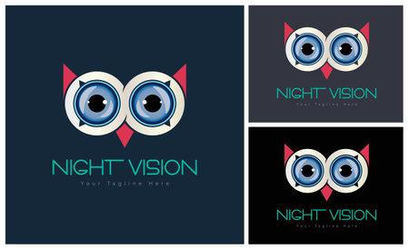 owl eyes ball night vision logo design template for brand or company and otherのイラスト素材