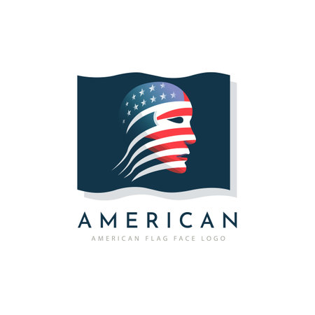 American flag face logo template design for brand or company and othersのイラスト素材