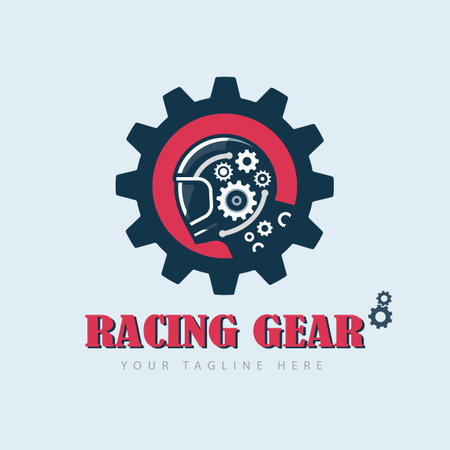 Racing mechanic gear helmet logo template design for brand or company and otherのイラスト素材