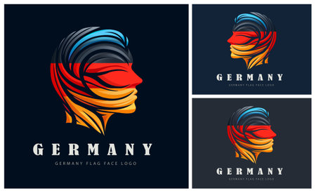 Germany Deutschland flag head face logo template design for brand or companyのイラスト素材