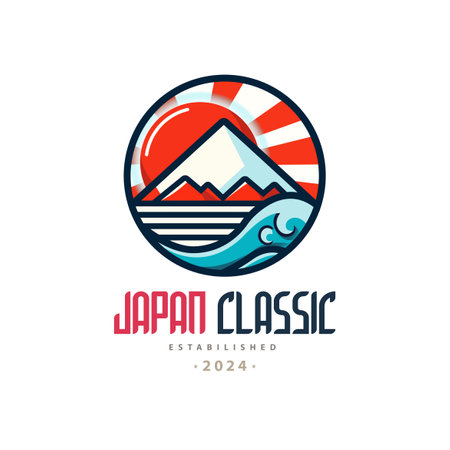 japan classic mountain sunrise logo template design for brand or company and otherのイラスト素材