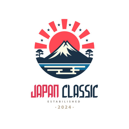 japan classic mountain sunrise logo template design for brand or company and otherのイラスト素材