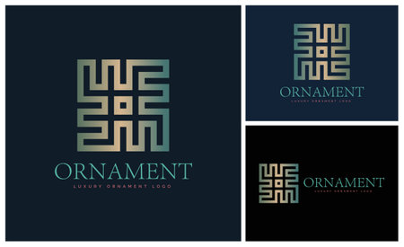 square ornament gold luxury modern logo template design for brand or company and otherのイラスト素材