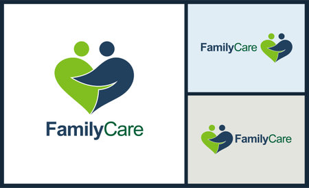 family care couple love heart logo design template for brand or company and otherのイラスト素材
