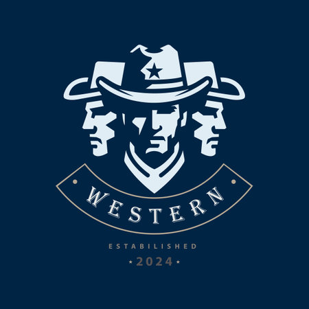 Cowboy western head silhouette logo design template for brand or company and otherのイラスト素材