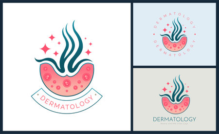 Dermatology skin care clinic and medicine beauty salon and spa logo template designのイラスト素材